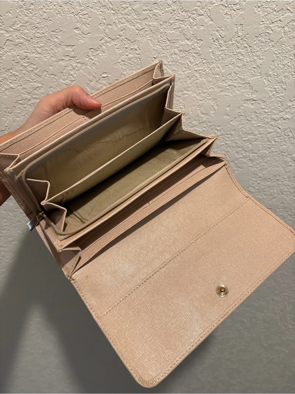 Furla Blush Biege Saffiano Leather Continental Wallet